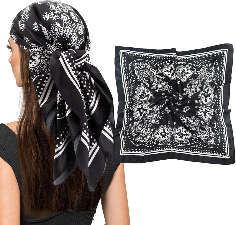 vimate 35" Square Silk Like Head Scarf - Women's Fashion Satin Scarf Bandana for Hair Wrapping at Night. - Image 1